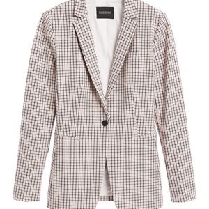 BANANA REPUBLIC Long and Lean Plaid Blazer Single Button in Bree Plaid Size 2